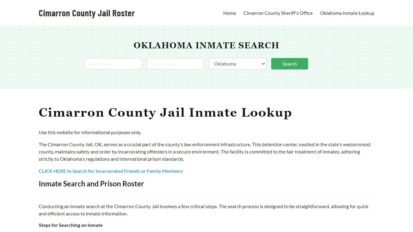 Cimarron County Jail Roster Lookup, OK, Inmate Search