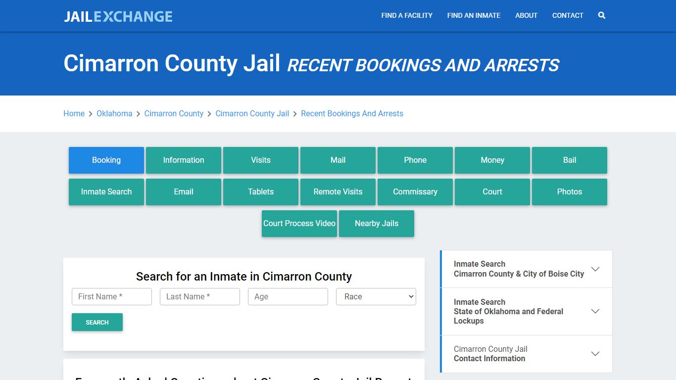 Cimarron County Jail Recent Bookings And Arrests - Jail Exchange