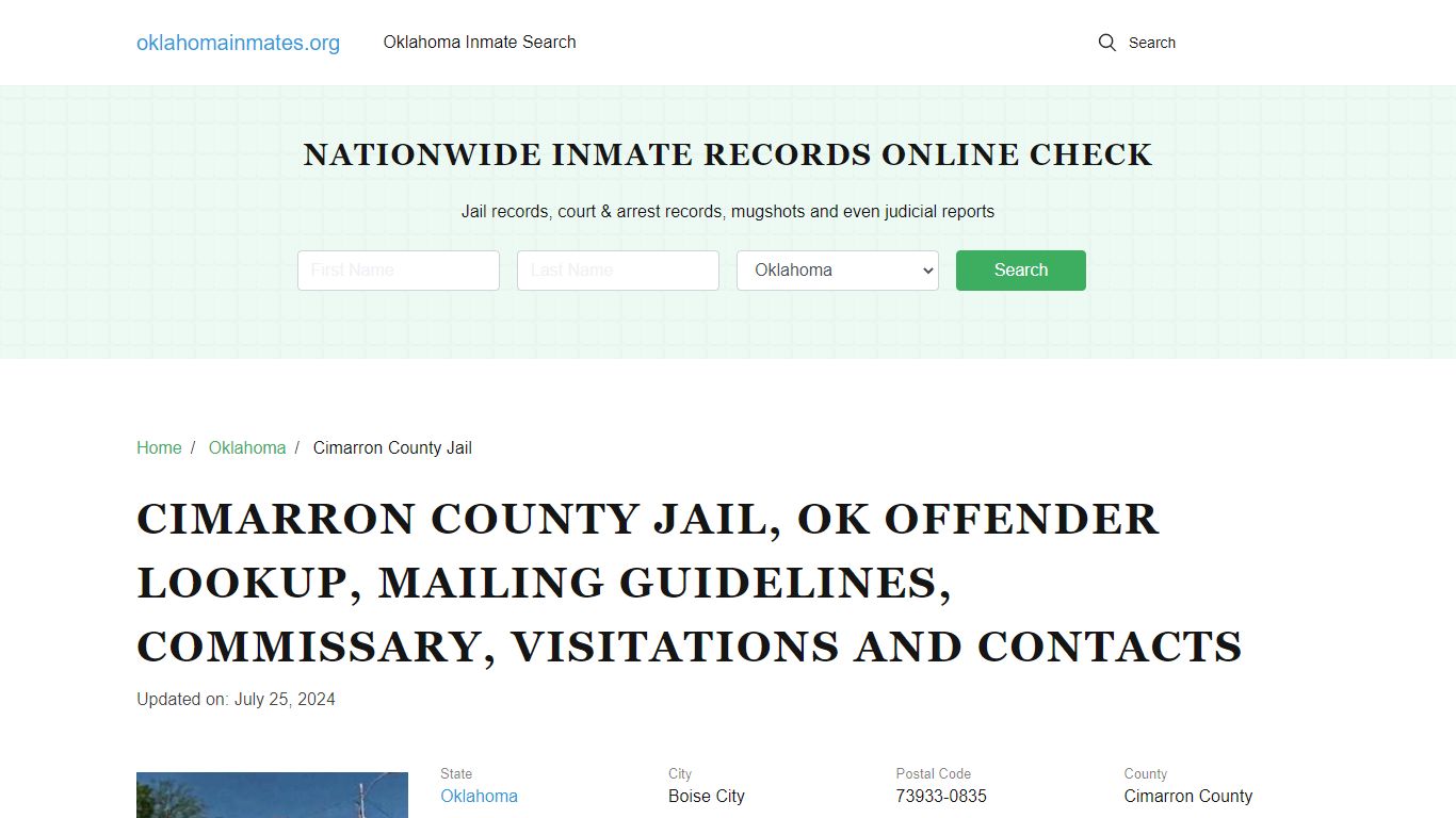 Cimarron County Jail, OK: Inmate Search Options, Visitations, Contacts