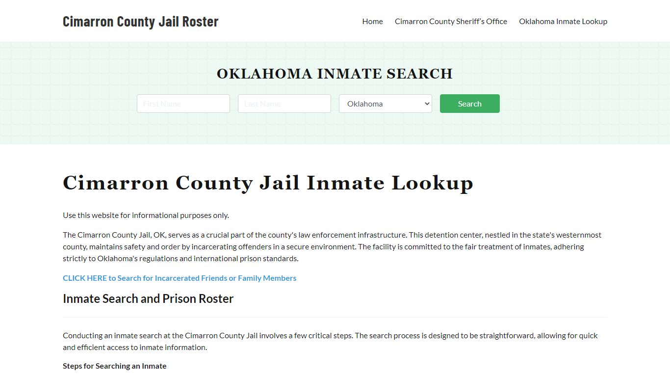Cimarron County Jail Roster Lookup, OK, Inmate Search